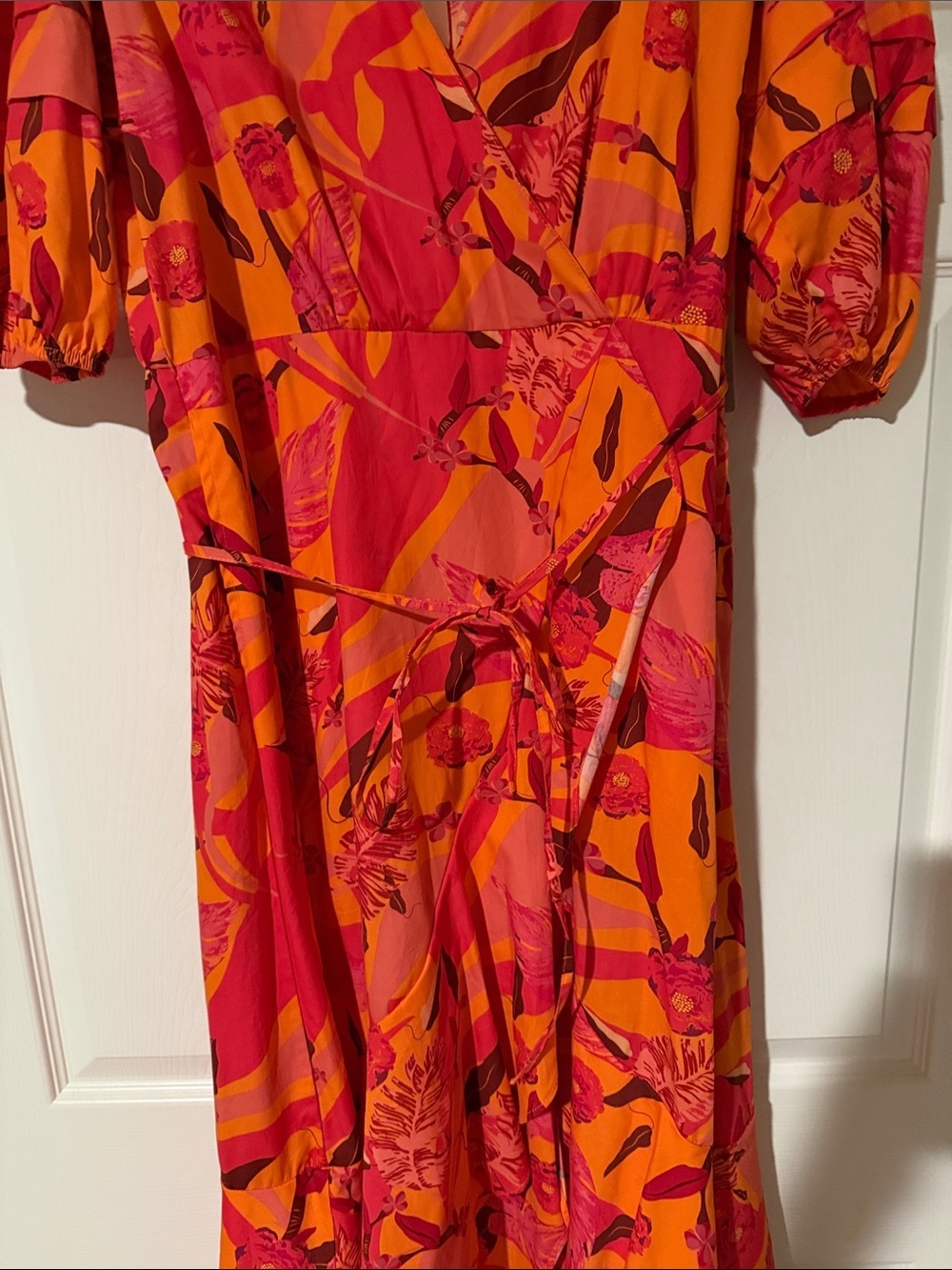 MELLODAY Pink and Orange Floral Midi Dress - Picture 3 of 9